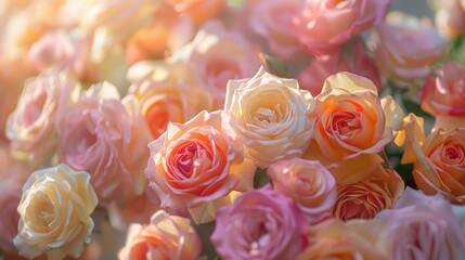 Background of soft colored roses