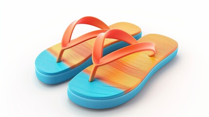Realistic vector illustration of beach flip flops isolated on a white background, representing the concept of summer vacation, holiday, and travel.