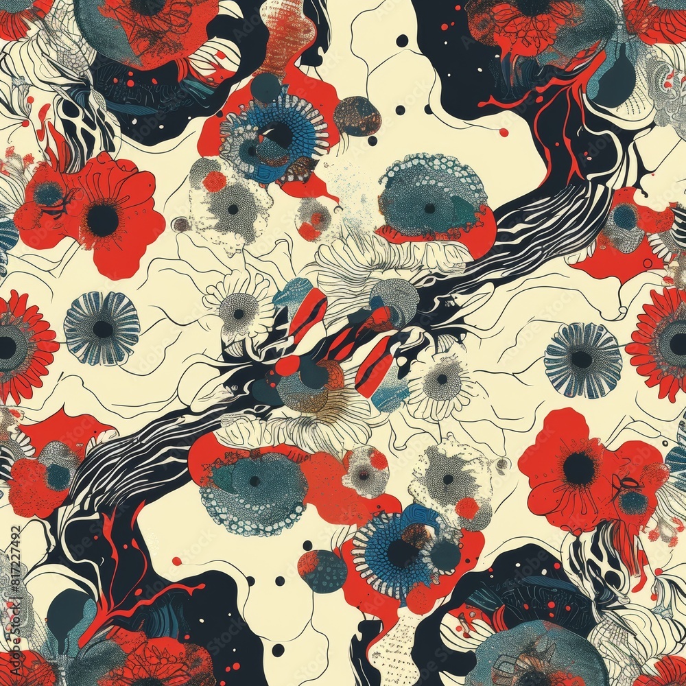 Poster abstract pattern that draws inspiration from the intersection of nature and technology