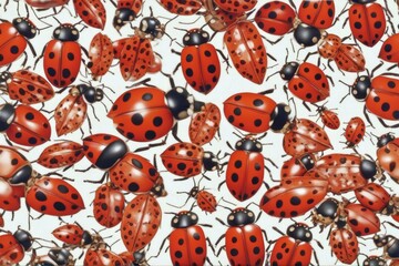 'collection ladybugs coccinellidae white insect background isolated fly natural spring red bright studio summer black macro shiny biology bug colours beetle beauty set beautiful wild spot nature'