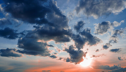 sunset  with clouds in the sky for photo bakground