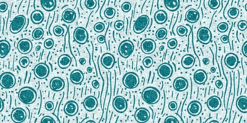Turquoise water bubbles circle dot seamless texture border pattern. Beachy teal circles in organic droplet background for summer design repeat tile. 