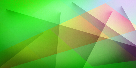 Obraz premium Vibrant geometric shapes lines rays on a grainy ultra-wide pixel background with multicolored dark mix green pink purple red yellow orange azure gradient. Ideal for design banners wallpapers templates