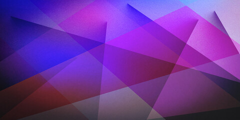 Geometric shapes lines. Grainy texture on an ultra-wide pixel background featuring a multicolored dark mix pink purple neon crimson lilac blue azure gradient. For design banners, wallpapers, templates