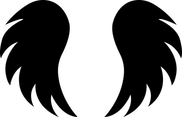 Angel wings icon set isolated on transparent background. Black flat sketch cartoon hand drawn vector sketch.