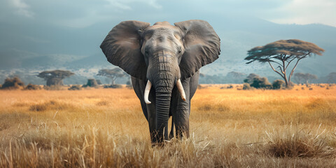elephant in the savannah