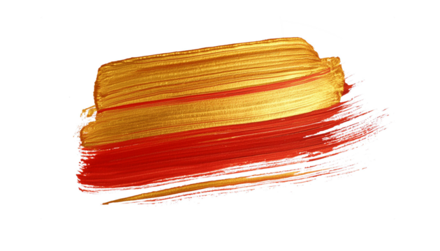 gold and red brush watercolor painting isolated on transparent background. watercolor png