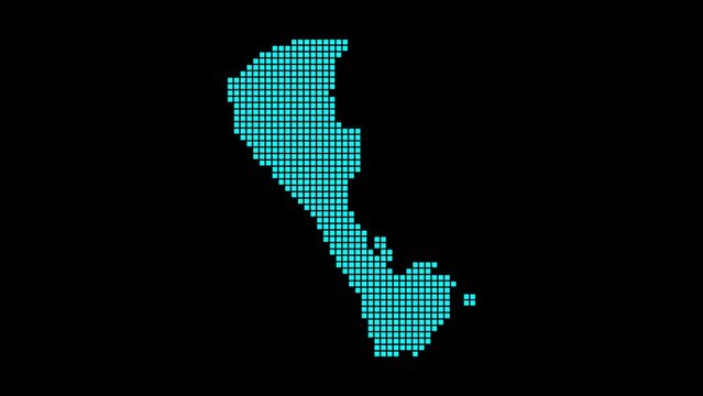 Boracay digital map. Map of Boracay in dotted style. Shape of the island filled with rectangles. Superb video.