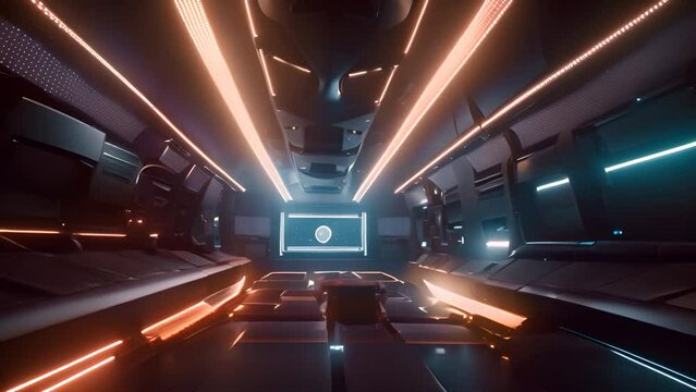 Interior of a Futuristic Spaceship Generative AI
