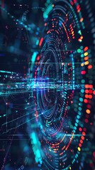 Fototapeta premium Hightech graphic of a user interface displaying a complex algorithm that predicts winning numbers, merging the concepts of chance and calculated risk