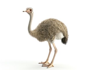 Ostrich bird on white background