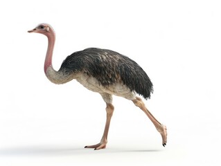Ostrich bird on white background