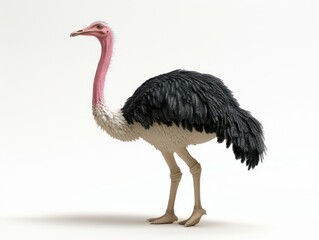 Ostrich bird on white background