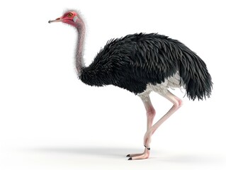 Ostrich bird on white background