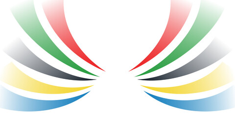 Abstract wallpaper with colorful wavy stripes. Olympic colored ribbon or multicolored lines as graphic design element for sport championship, competition or contest banner with copy space for text.