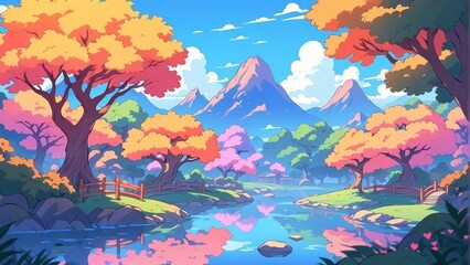 Obraz premium Illustration game art forest like a fairy tale