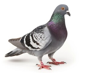 Pigeon on white background