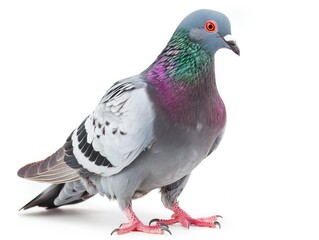 Pigeon on white background