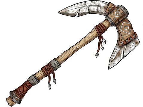indian tomahawk, post apocalyptic, white background