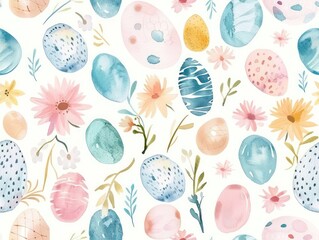 easter inspired pattern, soft pastels, watercolor paper
