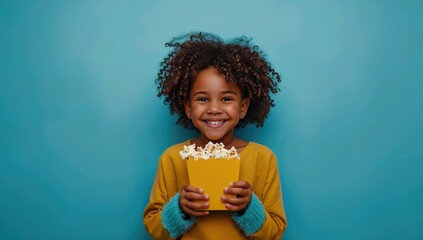 A popcorn bucket being held by a young African American female