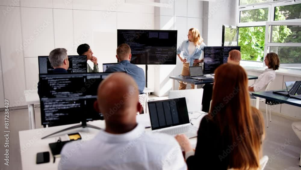 Leinwandbilder programmer code training in classroom