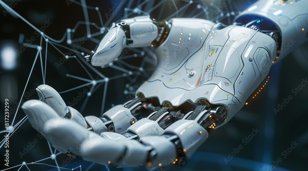 Aufkleber Robotic hand. Generative AI.