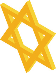 Vector illustration of a golden star of david, symbol of judaism and jewish identity