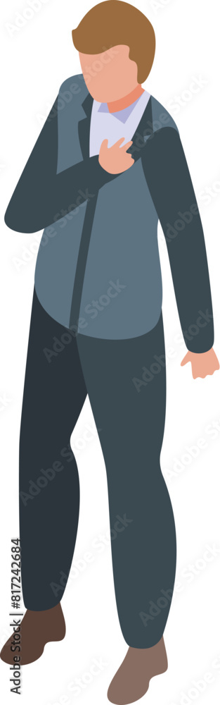 Poster isometric businessman in a modern suit using smartphone for professional communication and networkin