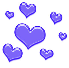 Romantic transparent BLUE 3d hearts for Valentine's Day