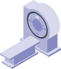 Detailed 3d isometric mri machine illustration for medical equipment imaging in healthcare, hospital, and diagnostic settings