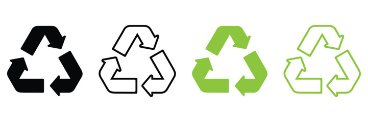 Set recycle signs. Recycle recycling symbol. Recycle icon collection. Vector Illustration.