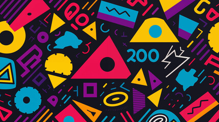 90s Geometric Abstract Image, Pattern Style, For Wallpaper, Desktop Background, Smartphone Cell Phone Case, Computer Screen, Cell Phone Screen, Smartphone Screen, 16:9 Format - PNG