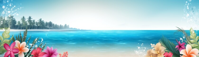 A summer invitation card banner or background with a tropical vibe