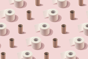 Creative layout of toilet paper rolls. Minimal Coronavirus outbreak. Panic concept.