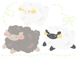 羊が1匹、羊が2匹