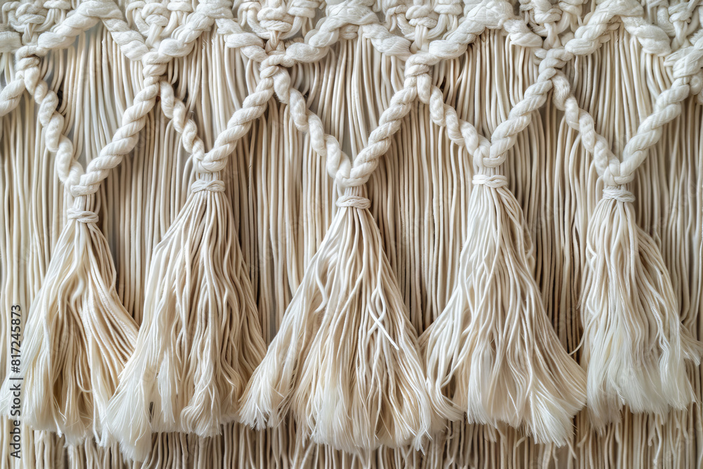 Poster a white fabric with a pattern of white strings
