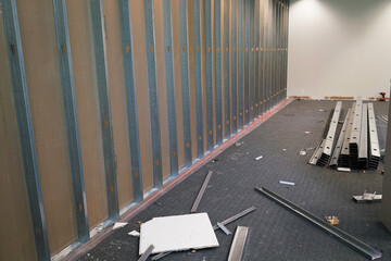 close up on office interior during renovation