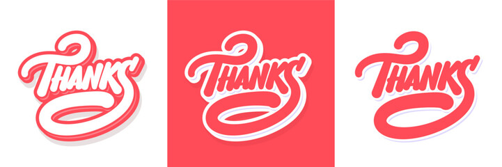 Thanks word. Vector handwritten letterings set.