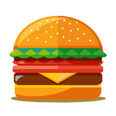 vector hamburger with meat and vegetable in cartoon style