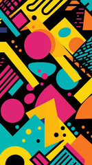 90s Geometric Abstract Image, Pattern Style, For Wallpaper, Desktop Background, Smartphone Cell Phone Case, Computer Screen, Cell Phone Screen, Smartphone Screen, 9:16 Format - PNG