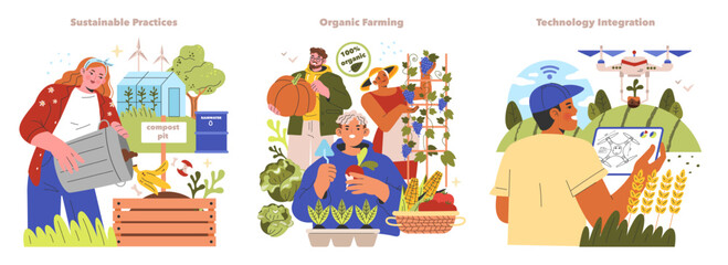 Obraz premium Farm Life. Flat Vector Illustration
