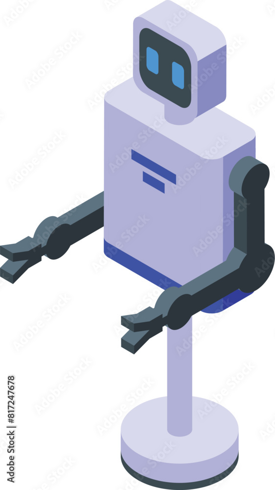 Poster futuristic isometric robot illustration in 3d technology with artificial intelligence, modern design