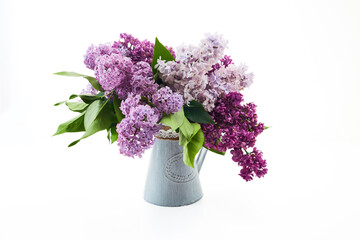 Elegant Lilac Bouquet in Vase on a white background
