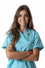 Young female doctor isolated on a white background