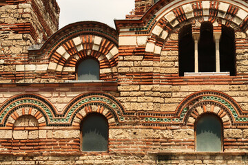 The beautiful facade of the Church of Christ Pantocrator in the old town of Nessebar, Nesebar,...