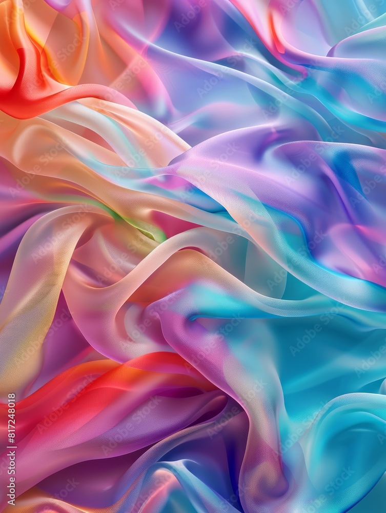 Poster abstract background with colorful silk waves.a soft and elegant fabric with abstract waves
