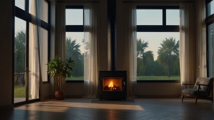 Obraz premium Beautiful living room with flowers