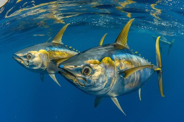 Tuna fish swimming in the sea