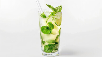 Classic Mojito cocktail on bright background
